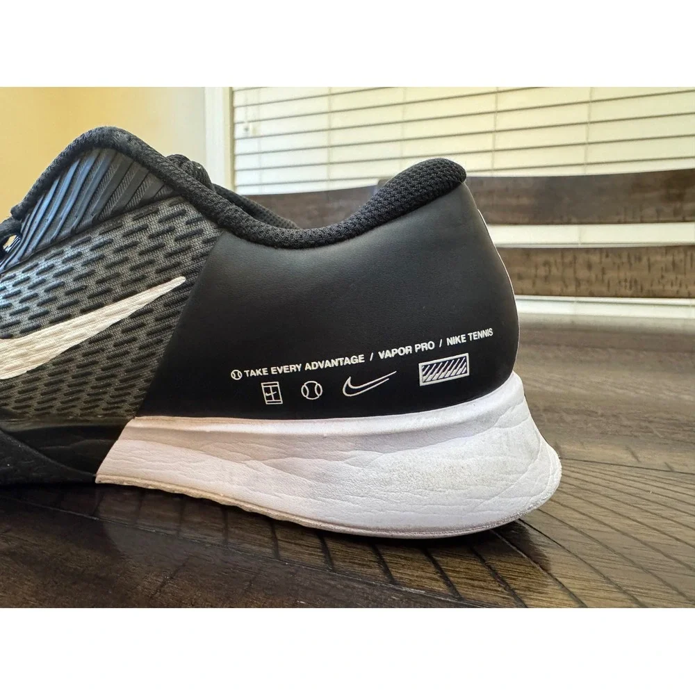 Nike Court Air Zoom Vapor Pro Men's Black White Tennis Shoes Size 7.5